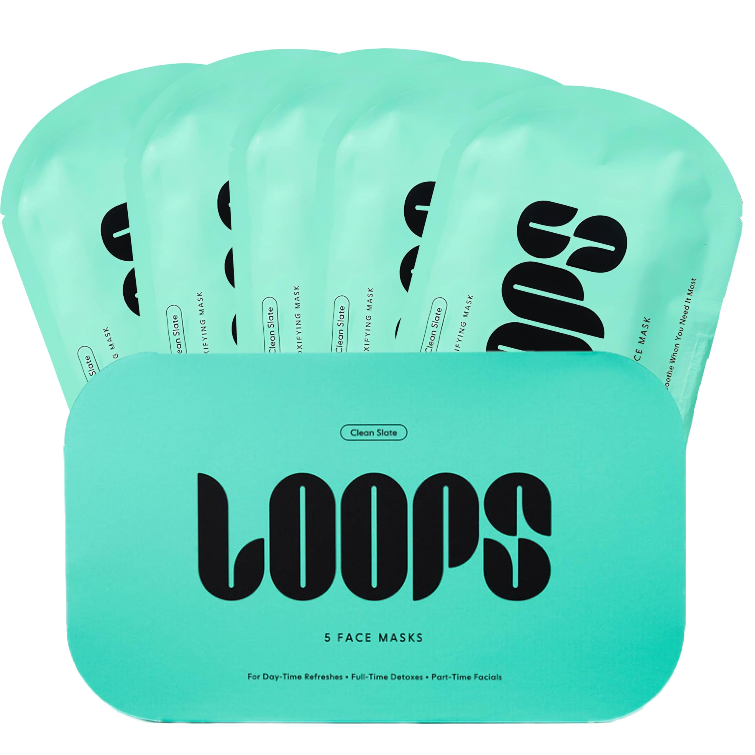 LOOPS Clean Slate Detox Hydrogel Face Mask – Purifying & Hydrating (5 Pack)