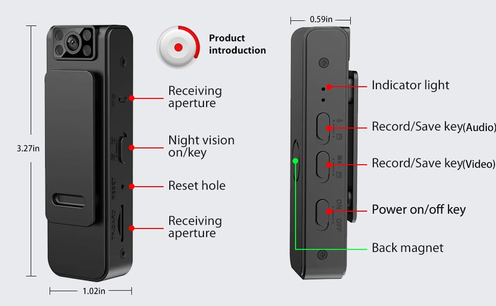 Mini Body Camera – 1080P Wearable Video Recorder with Clip & Night Vision