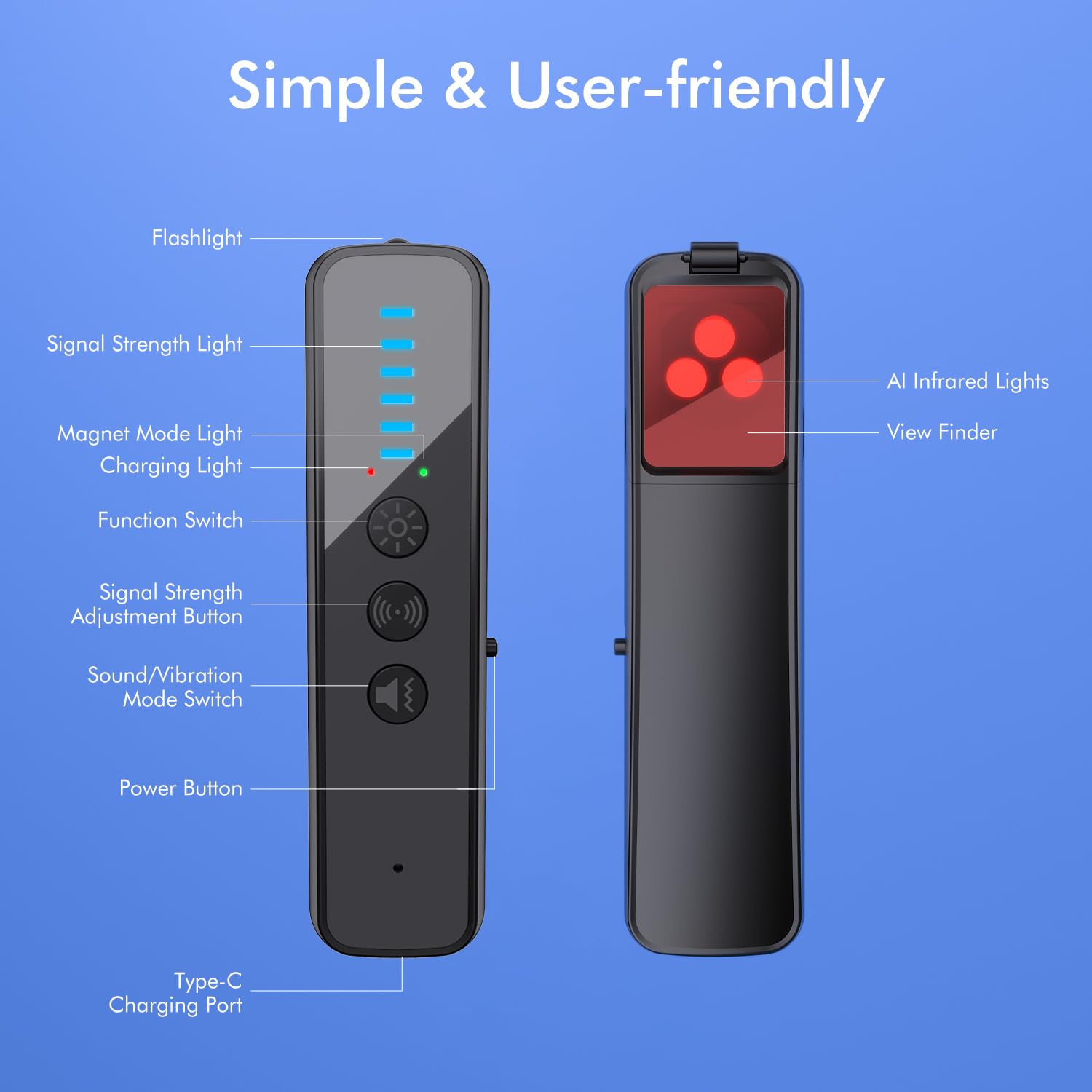 AI-Powered Hidden Camera & GPS Detector – Portable RF Bug Scanner