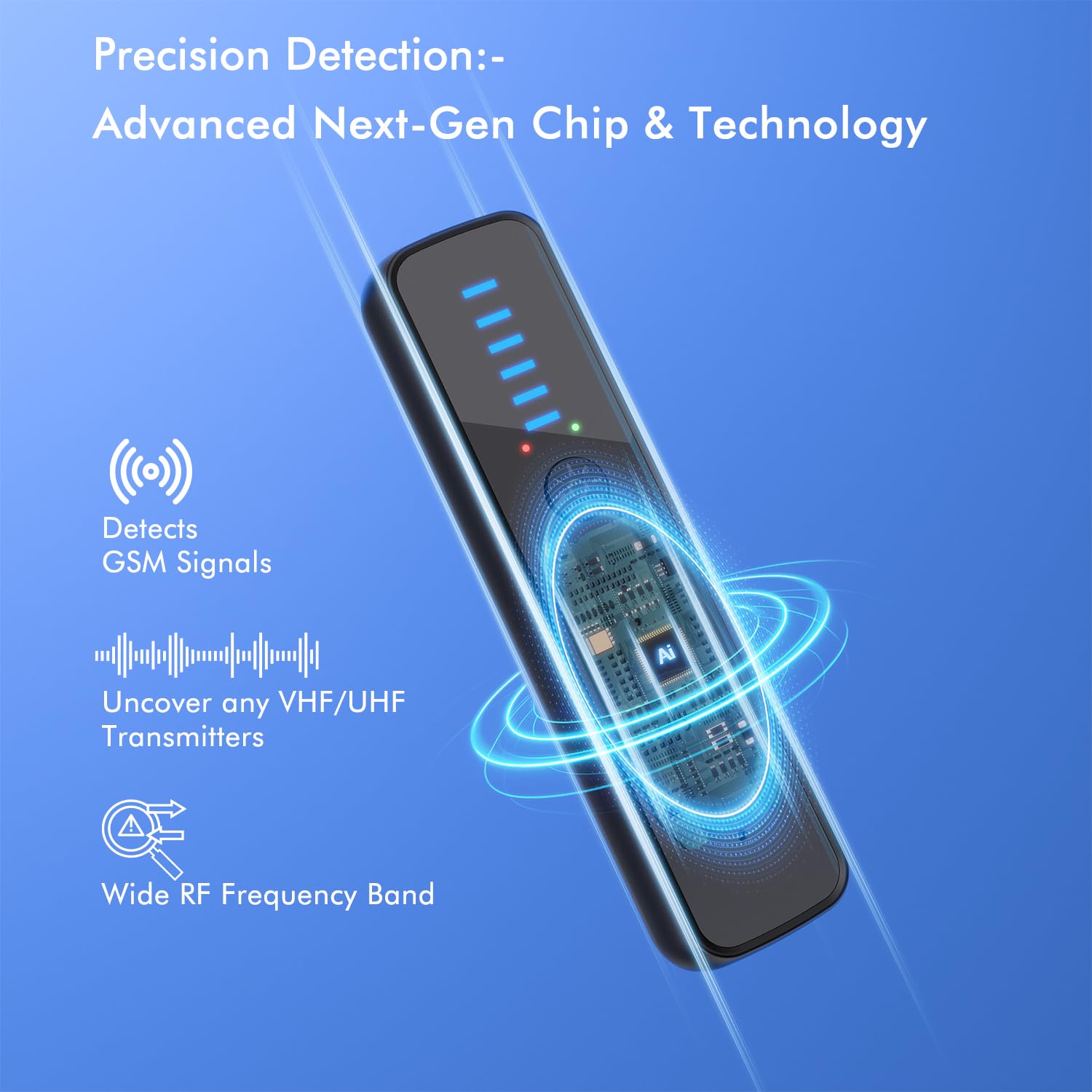 AI-Powered Hidden Camera & GPS Detector – Portable RF Bug Scanner