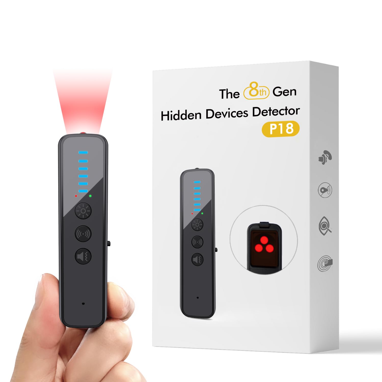 AI-Powered Hidden Camera & GPS Detector – Portable RF Bug Scanner