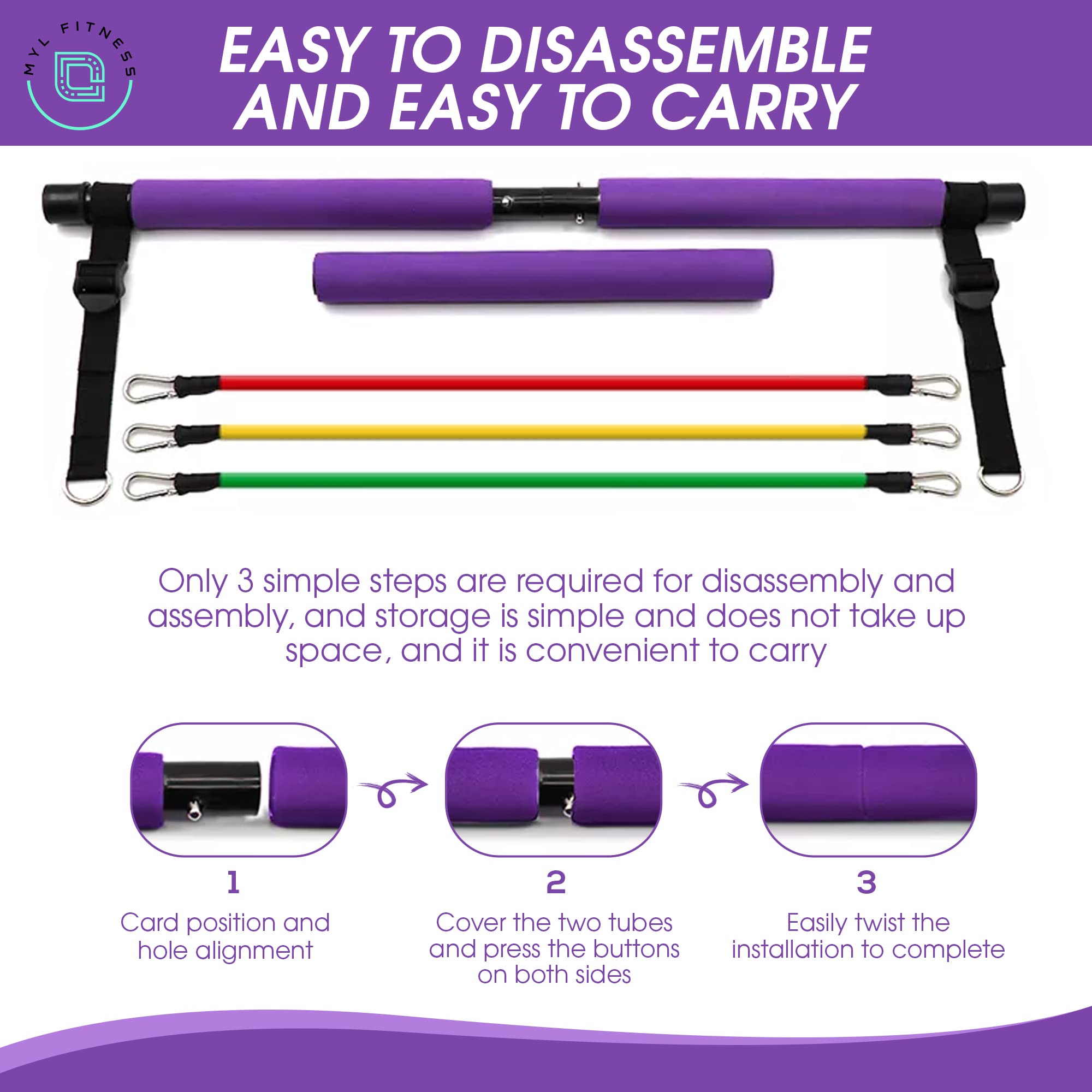Pilates Bar Kit with Resistance Bands – Portable Home Workout Equipment