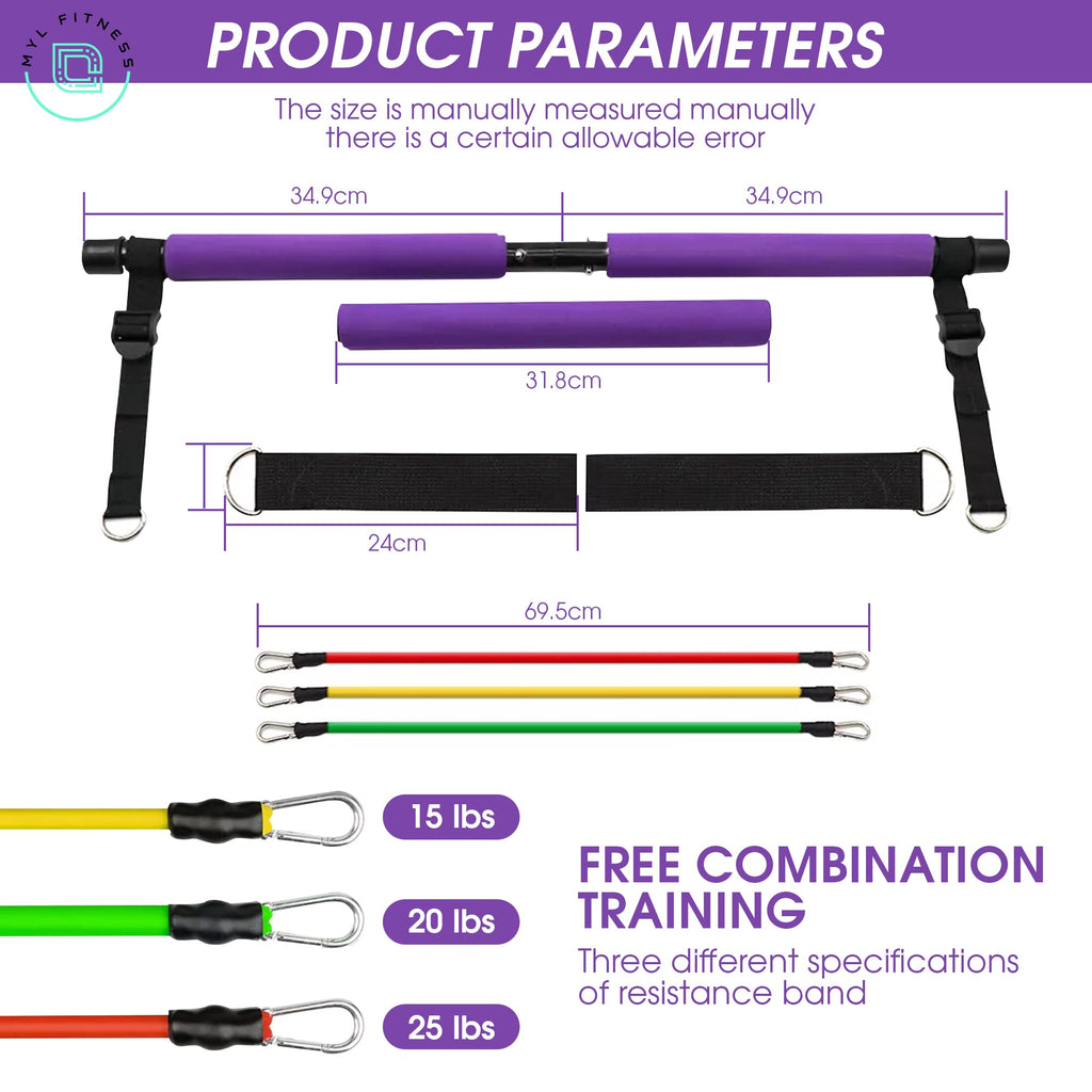 Pilates Bar Kit with Resistance Bands – Portable Home Workout Equipment
