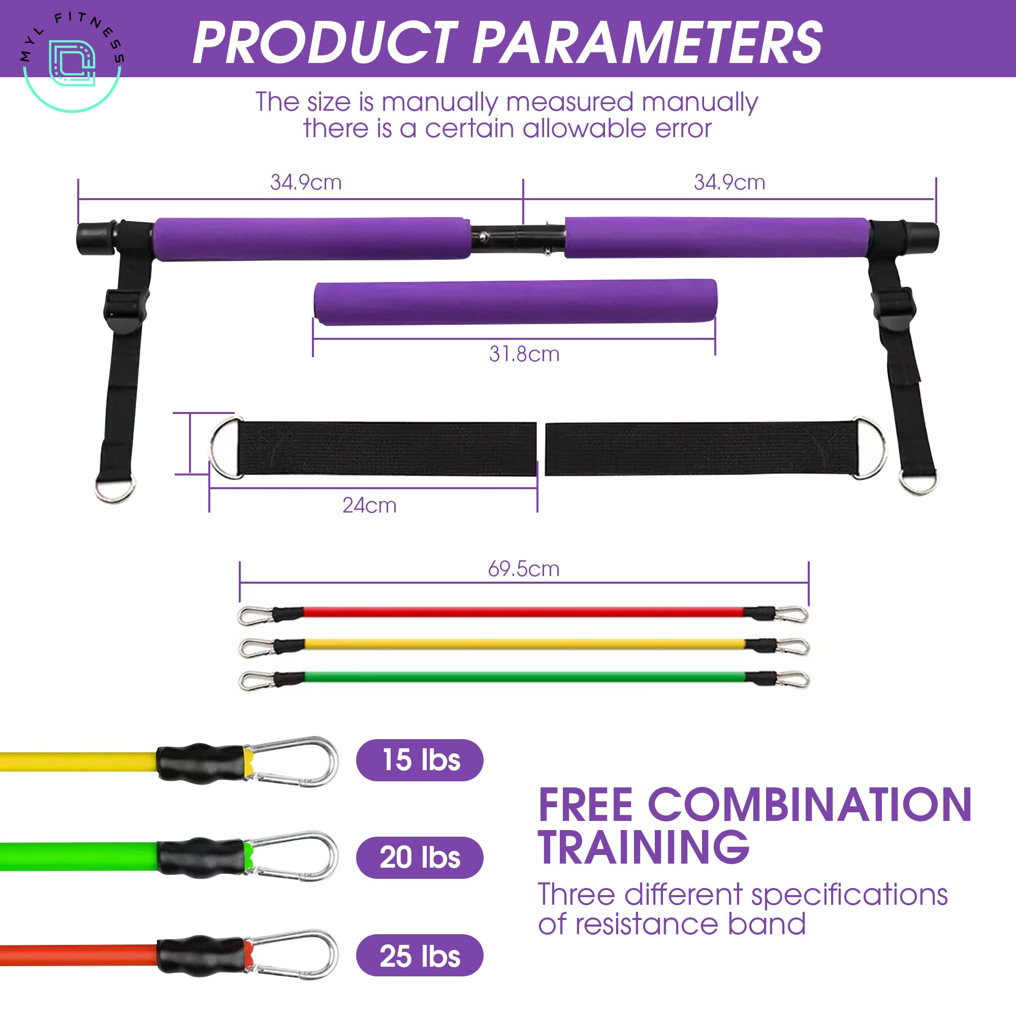Pilates Bar Kit with Resistance Bands – Portable Home Workout Equipment