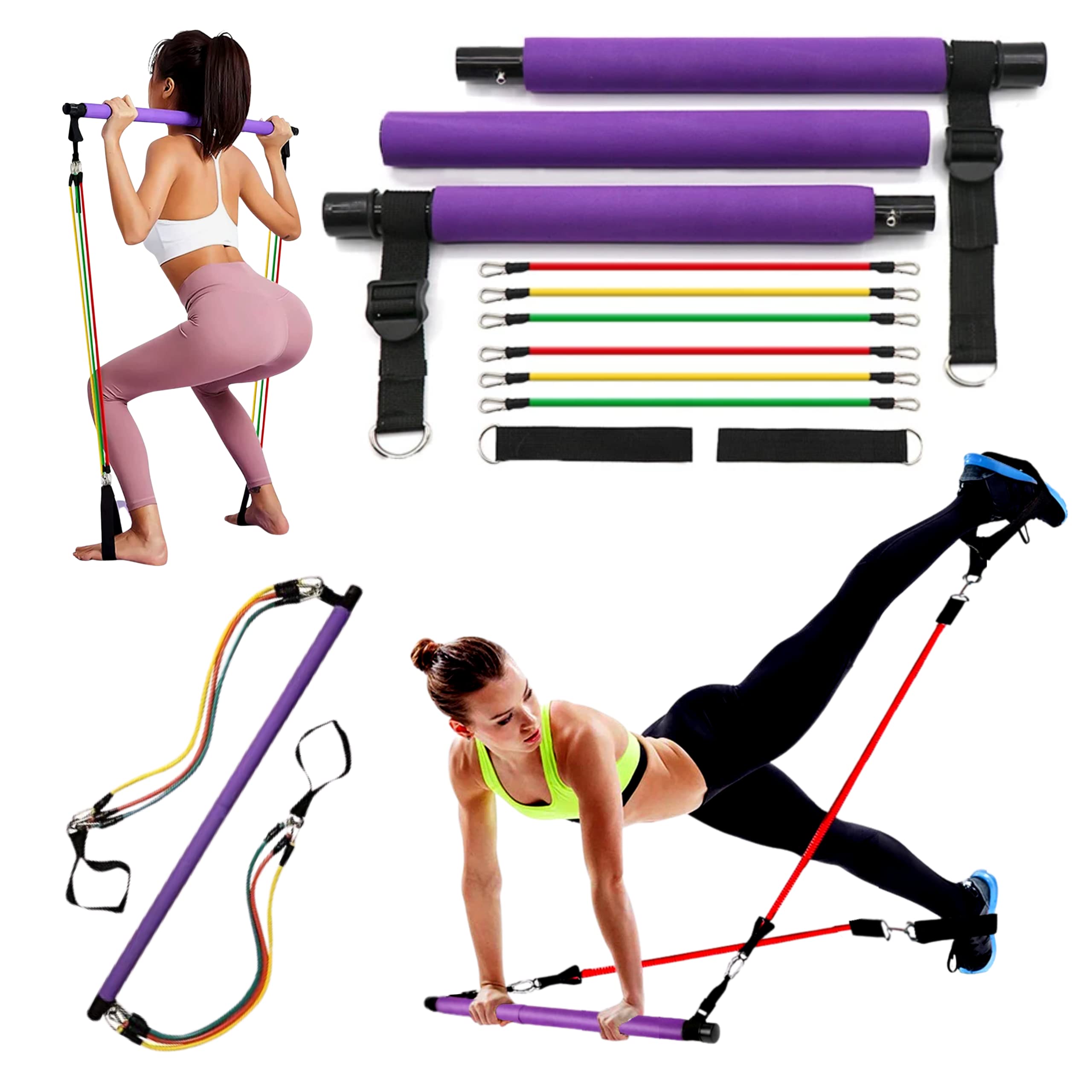 Pilates Bar Kit with Resistance Bands – Portable Home Workout Equipment