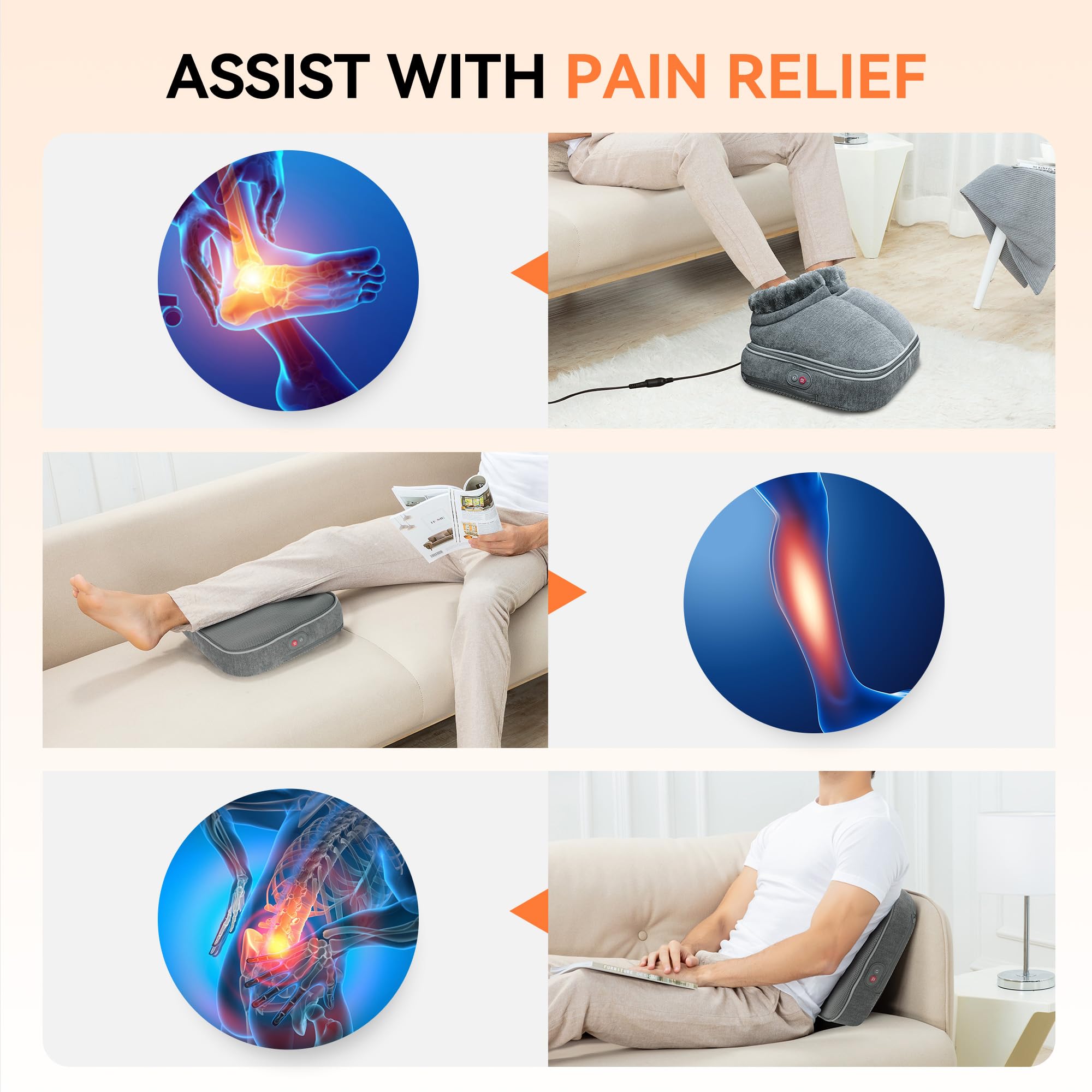 Shiatsu Foot Massager with Heat – Electric Foot Warmer & Back Massager