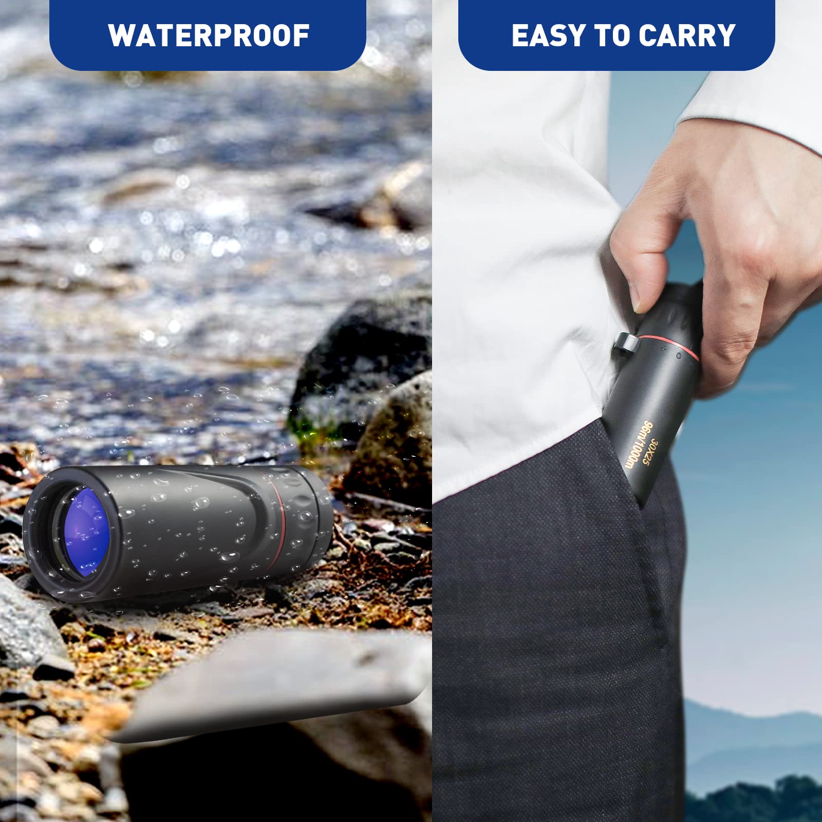 Mini Monocular Telescope – 30x25 HD Pocket-Sized for Adults & Kids