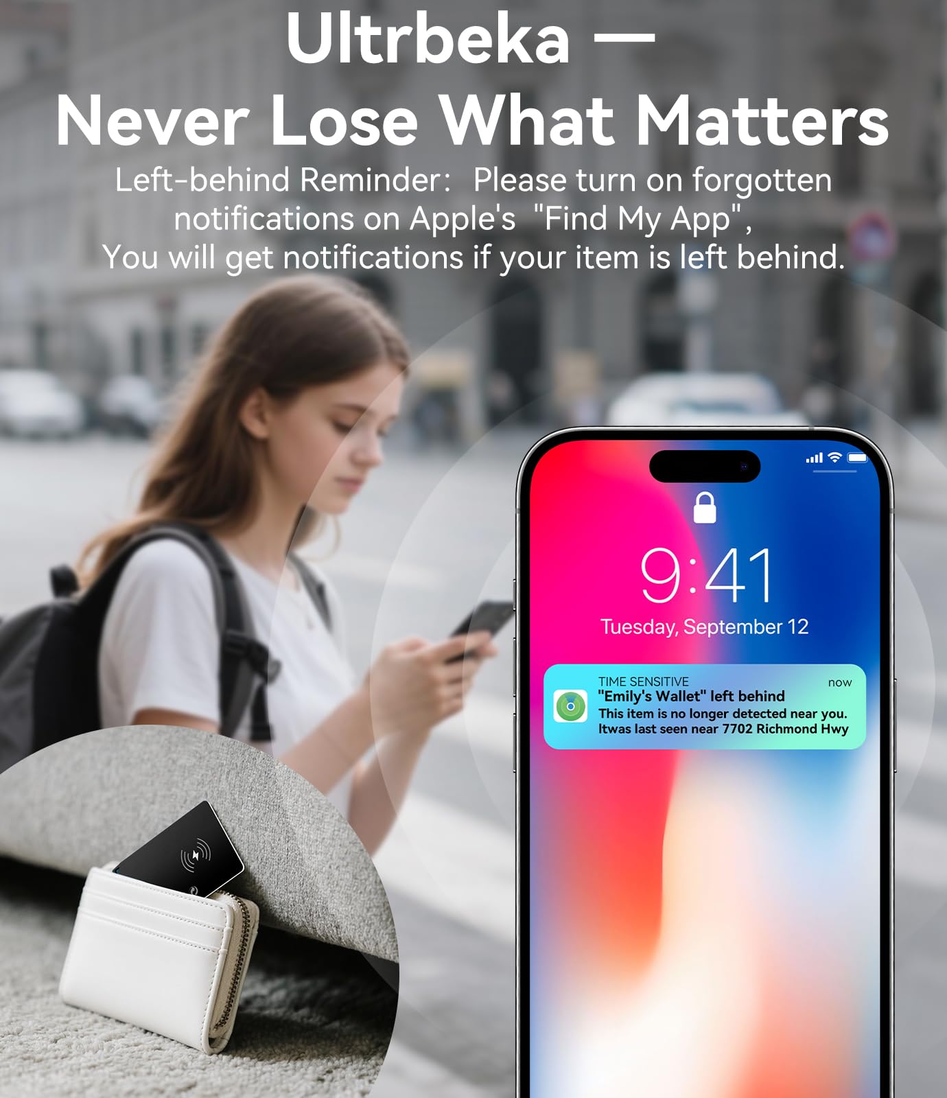 Ultra-Thin Wallet Tracker Card – Apple Find My Compatible, Wireless Charging