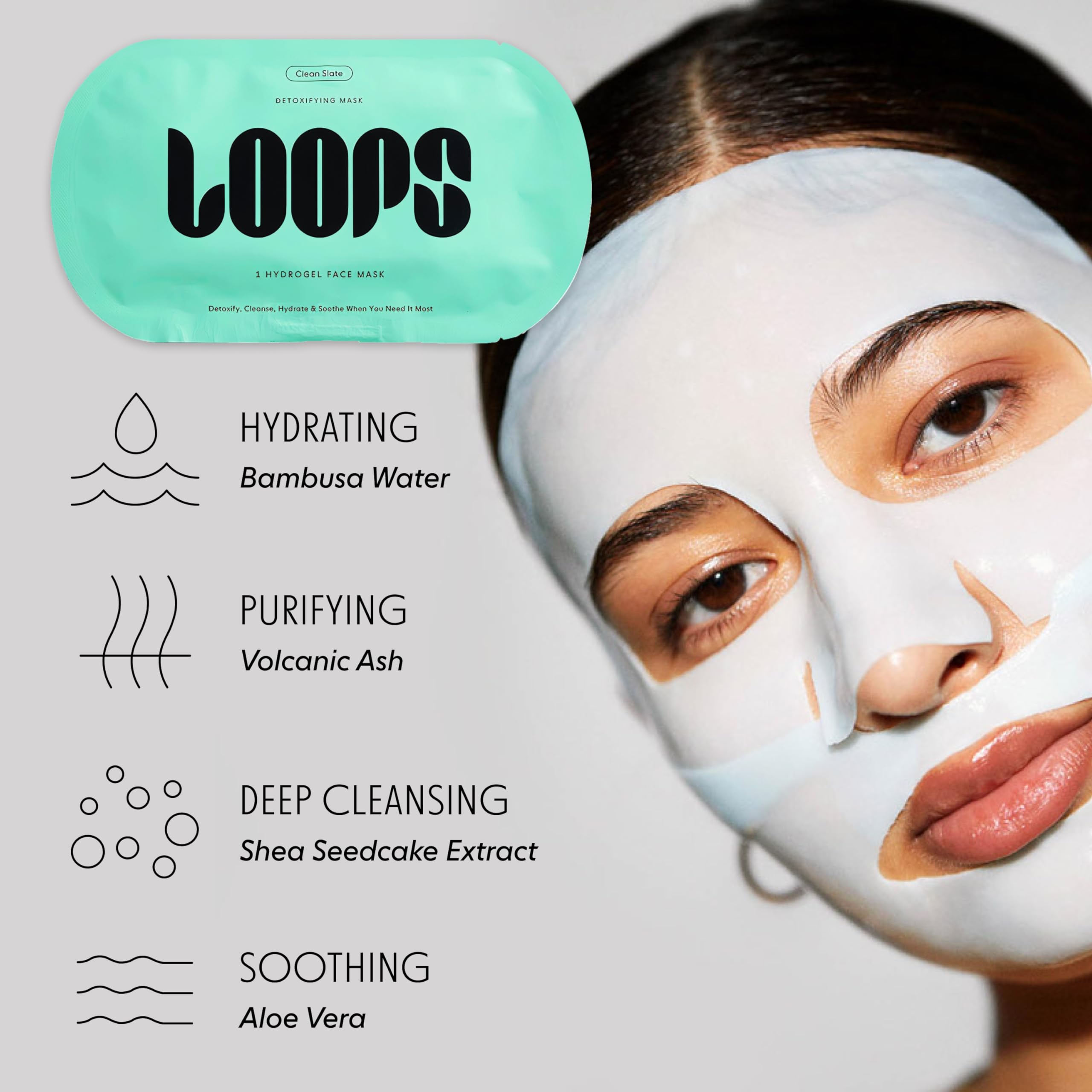 LOOPS Clean Slate Detox Hydrogel Face Mask – Purifying & Hydrating (5 Pack)