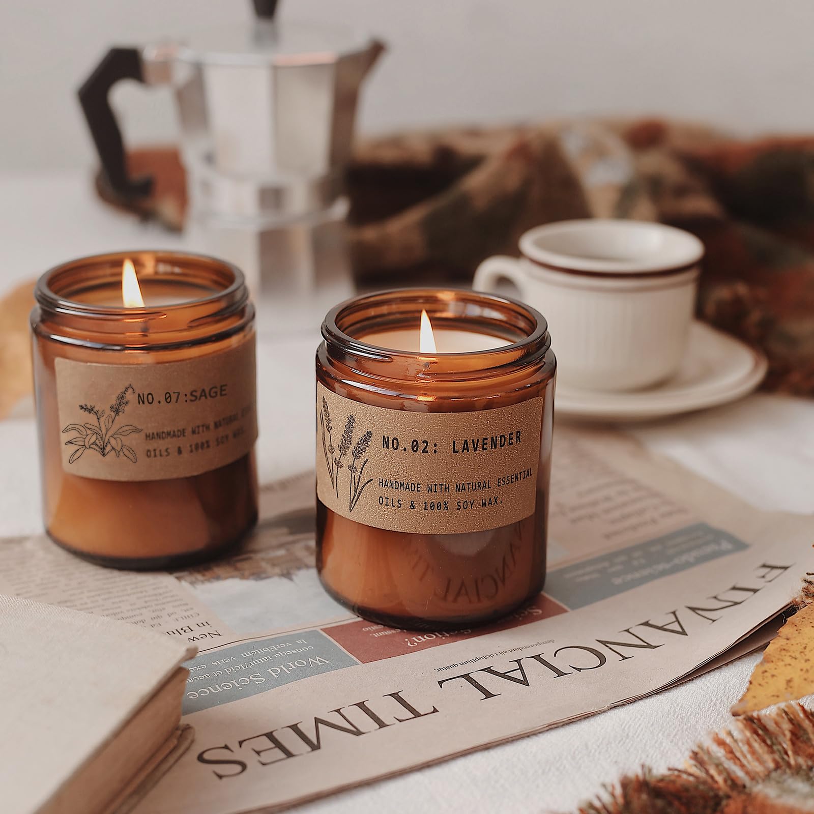 Aromatherapy Candle Gift Set – 4 Scented Amber Jar Candles (7.1 oz)