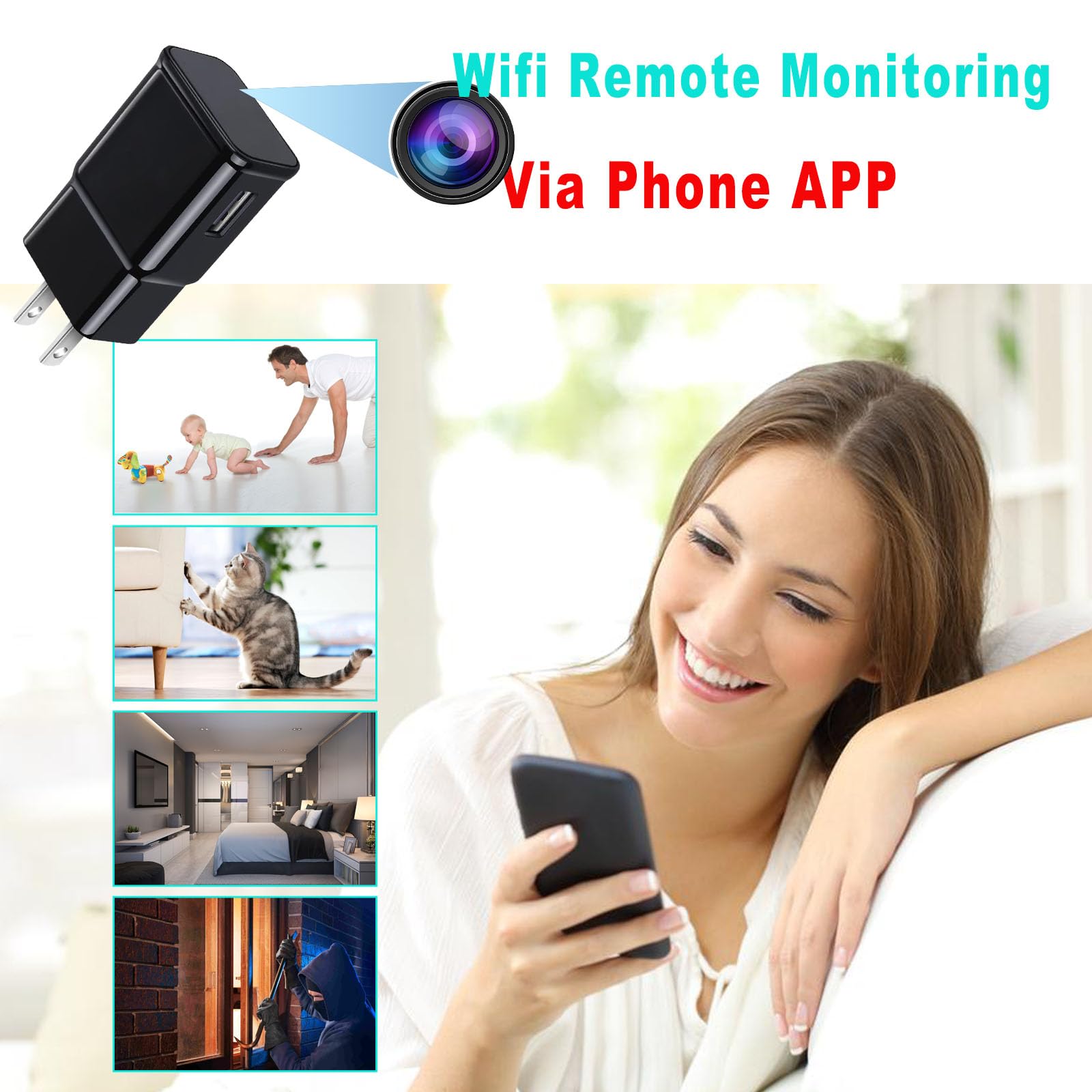 Hidden Camera Charger – 1080P WiFi Spy Cam with Motion Detection & Night Vision