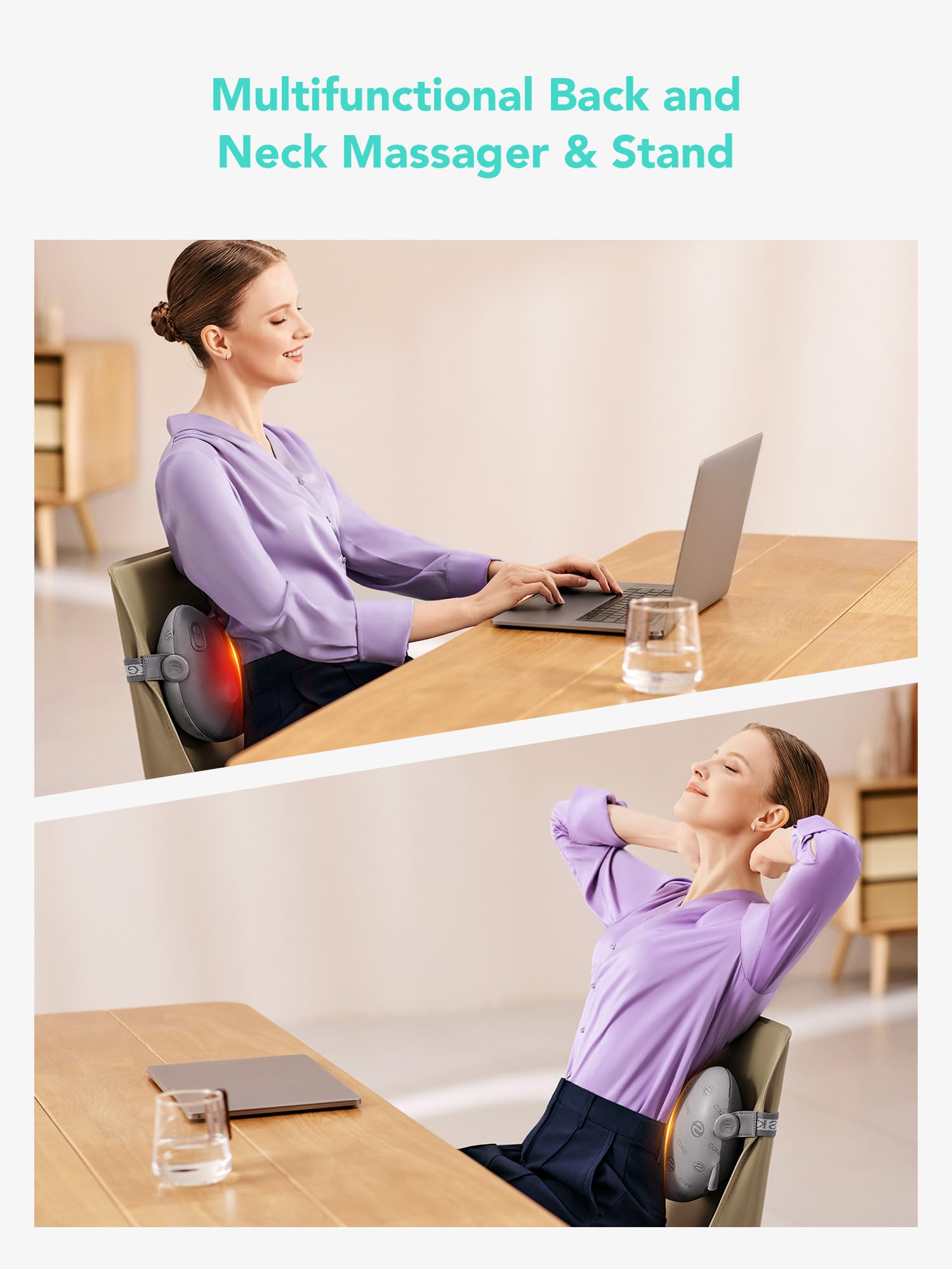 Shiatsu Back Massager with Heat – Cordless 4D Deep Tissue Pillow