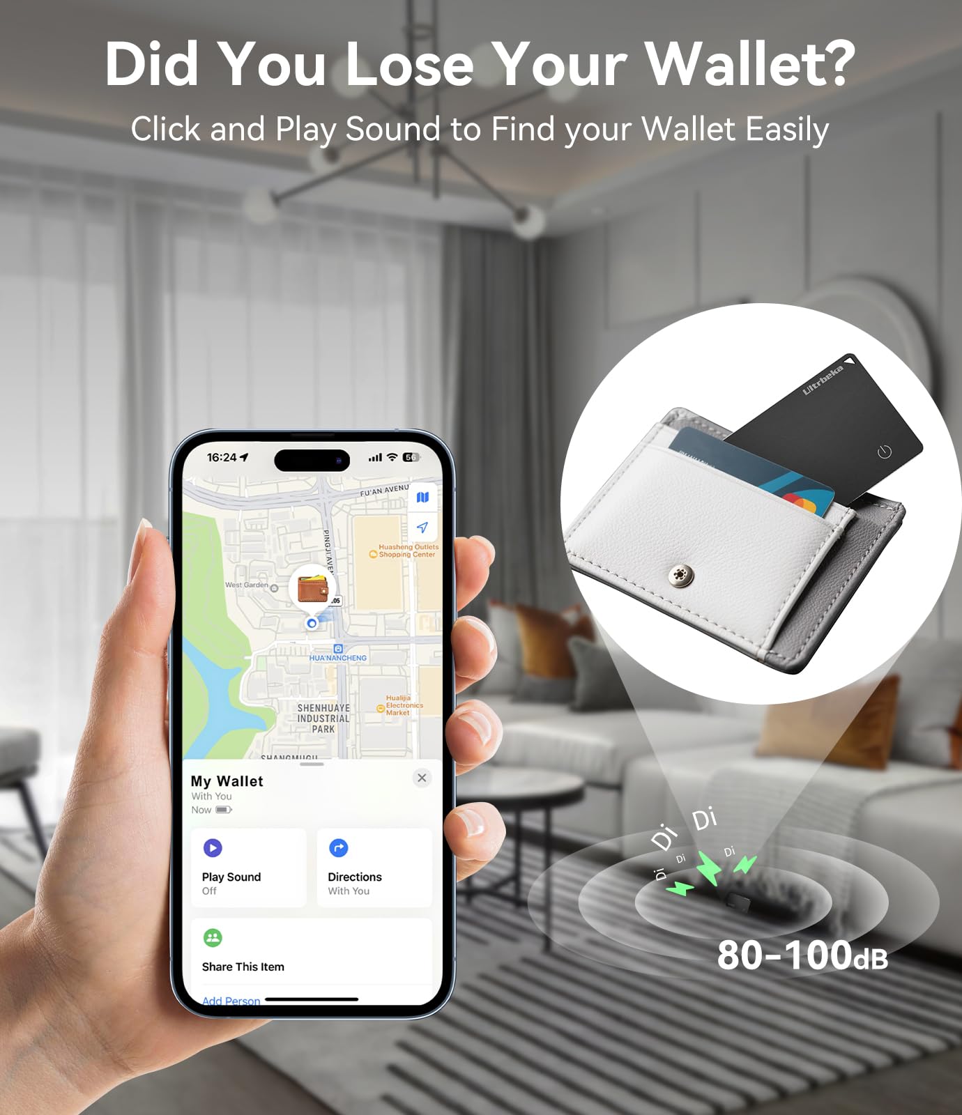 Ultra-Thin Wallet Tracker Card – Apple Find My Compatible, Wireless Charging