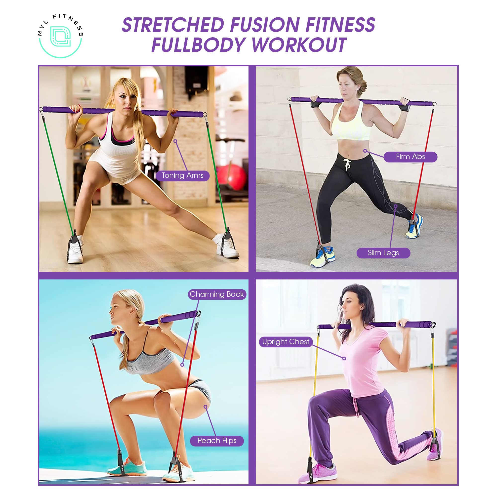 Pilates Bar Kit with Resistance Bands – Portable Home Workout Equipment