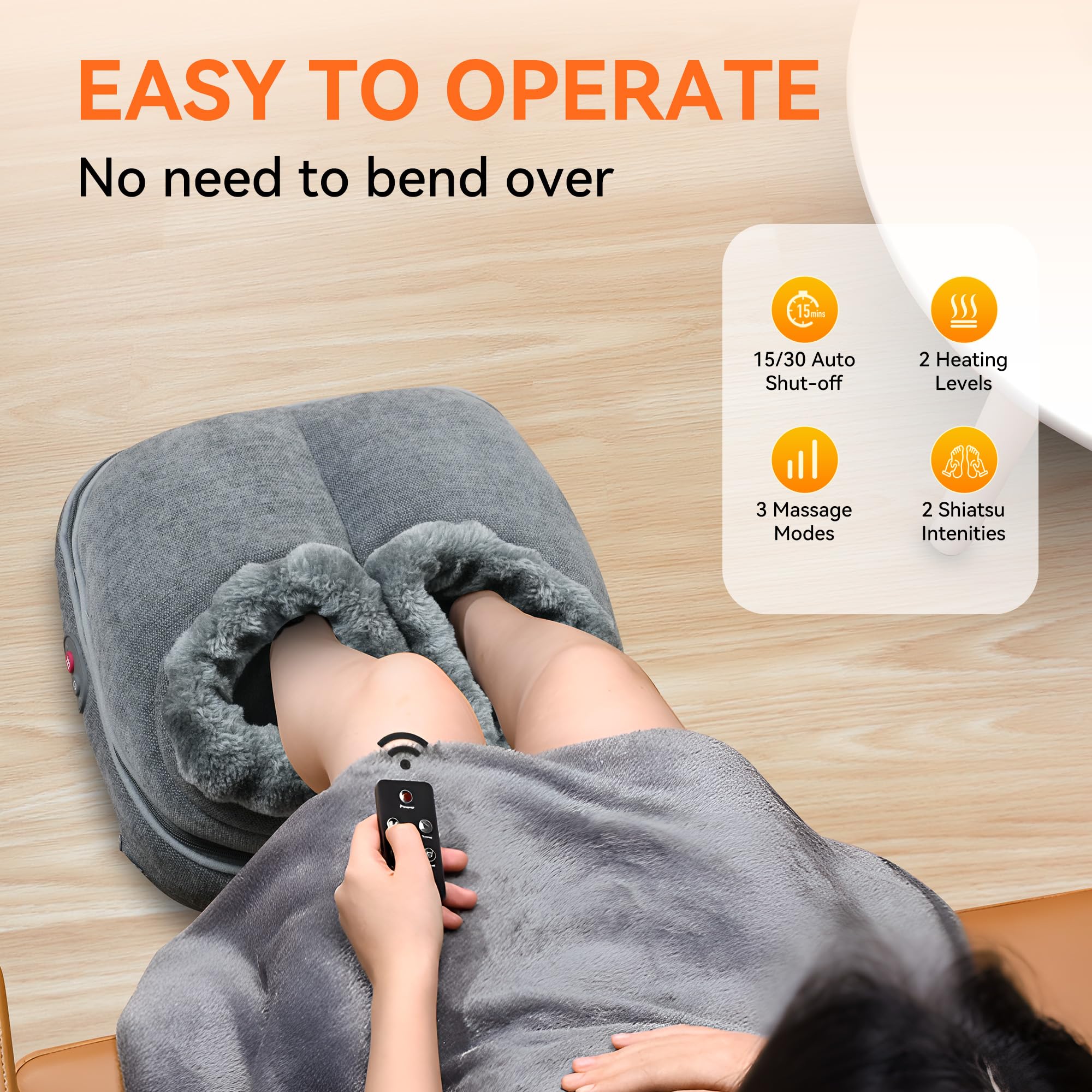 Shiatsu Foot Massager with Heat – Electric Foot Warmer & Back Massager