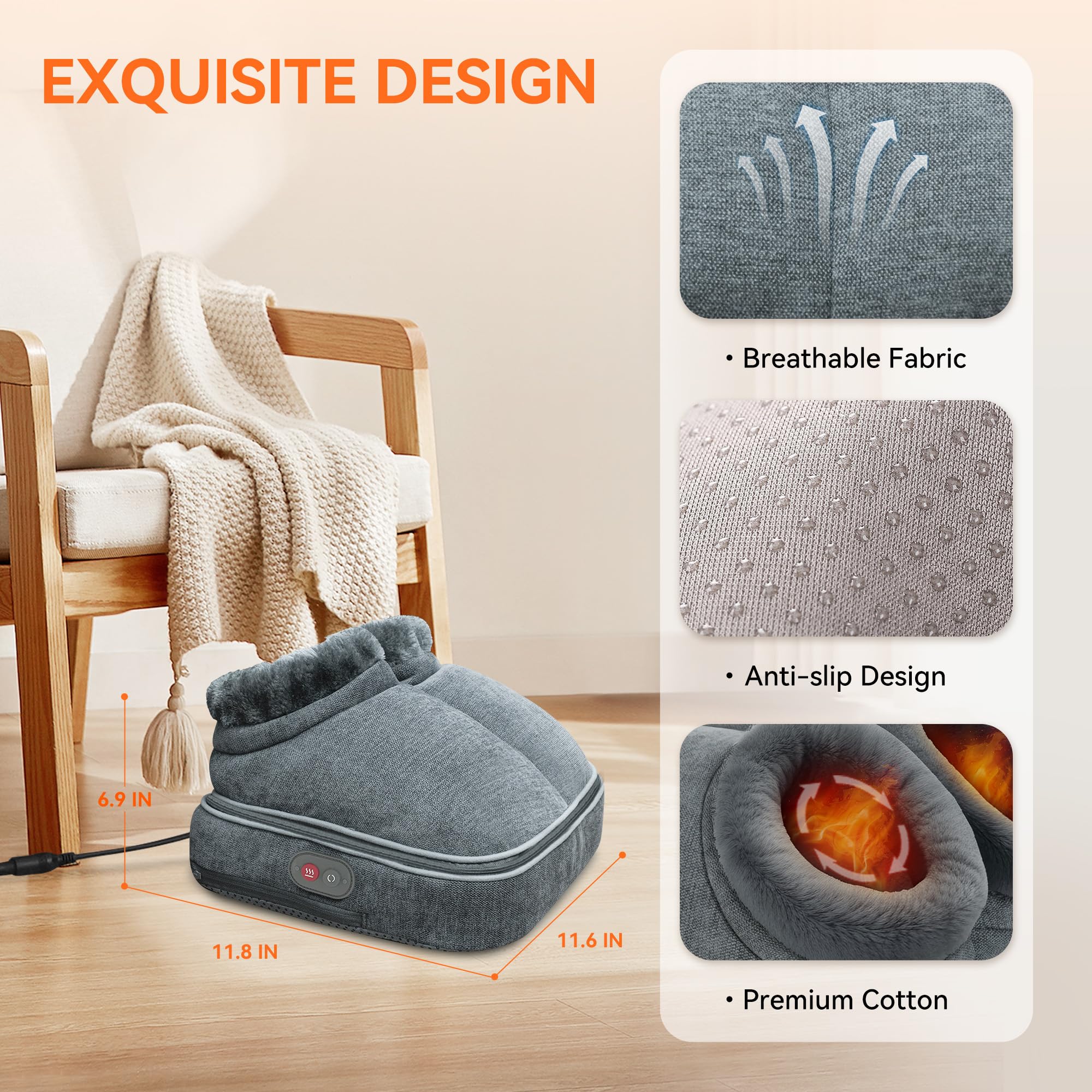 Shiatsu Foot Massager with Heat – Electric Foot Warmer & Back Massager