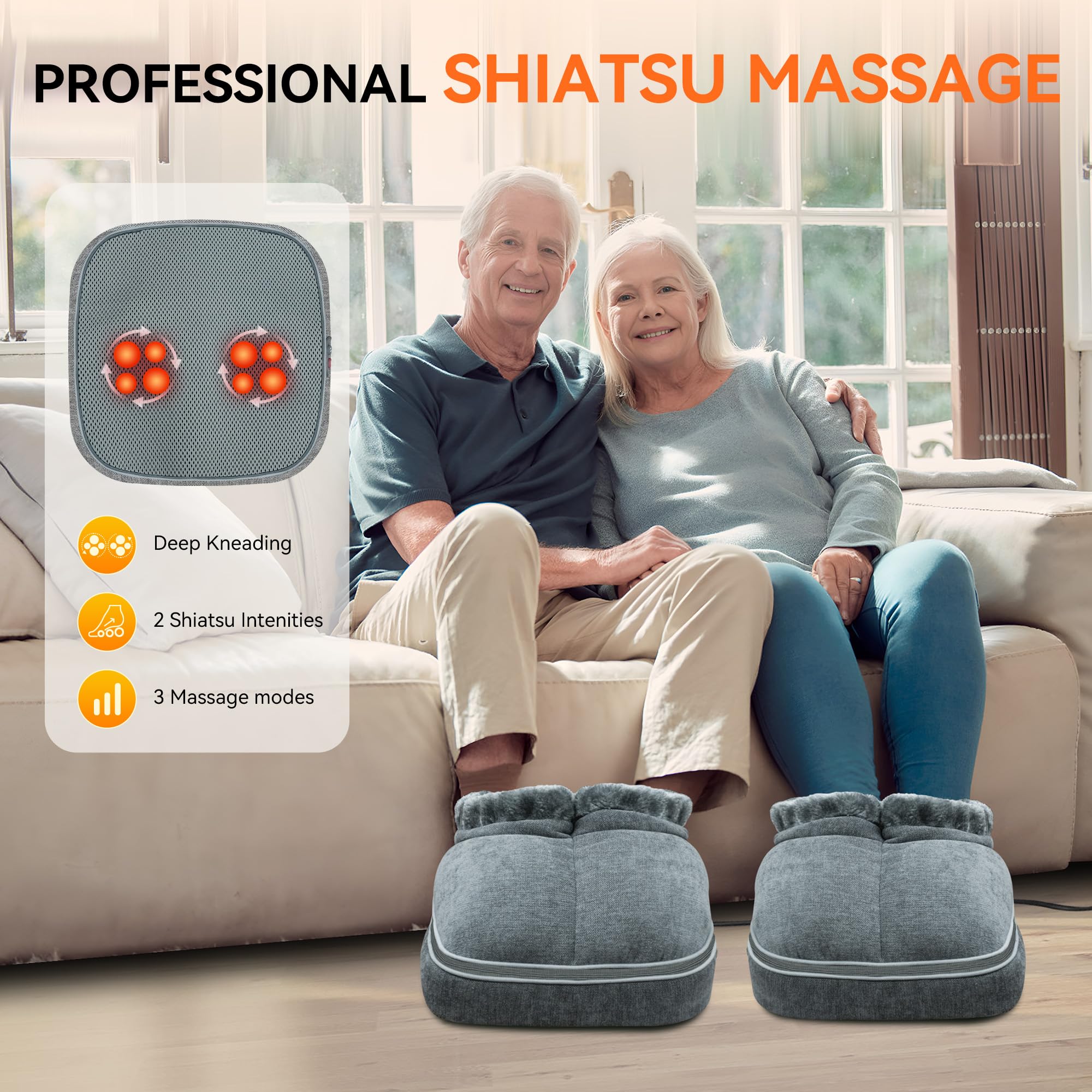 Shiatsu Foot Massager with Heat – Electric Foot Warmer & Back Massager