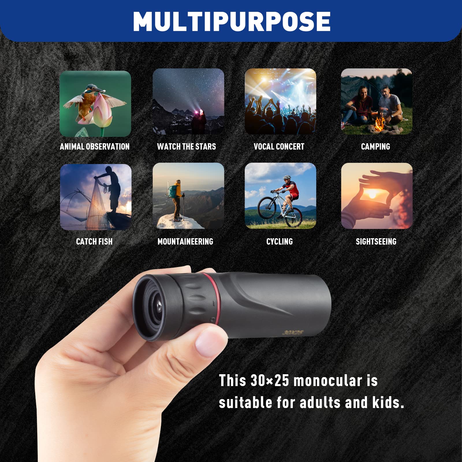 Mini Monocular Telescope – 30x25 HD Pocket-Sized for Adults & Kids